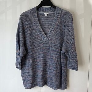 J. Jill V-Neck Sweater - Gray, blue and purple Sz XL